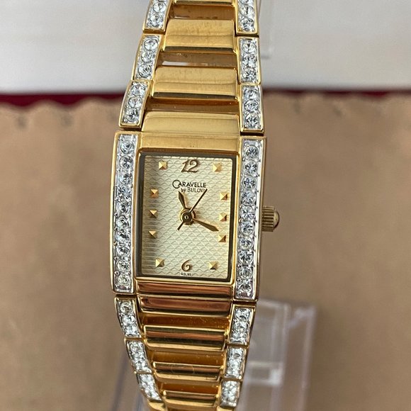 Stunning Caravelle by Bulova Crystal Watch AMN
